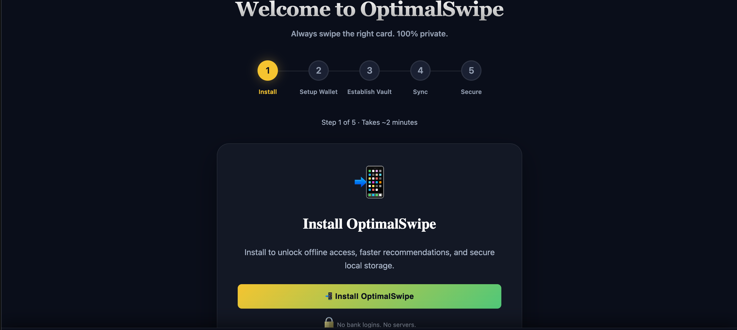OptimalSwipe Mobile Interface - Real App Screenshot